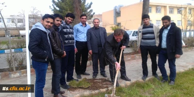 کاشت درخت توسط دانشجویان دانشکده در روز درختکاری