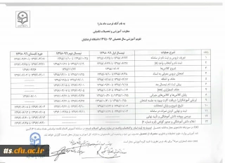 تقویم آموزشی سال تحصیلی 96-95 مرکز آموزش  عالی  علامه طباطبایی سبزوار
