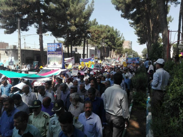 شرکت مسئولین  ،همکاران، استادان ودانشجویان  دانشگاه فرهنگیان واحد علامه طباطبایی سبزوار درراهپیمایی سراسری روز جهانی قدس 4