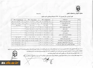 تقویم آموزشی دانشگاه فرهنگیان سبزوار