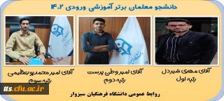 گرامیداشت دهه سرآمدی آموزش

دانشجومعلمان برتر آموزشی ورودی 1402
