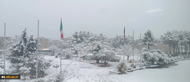 نمای پوشیده از برف دانشگاه فرهنگیان سبزوار 
