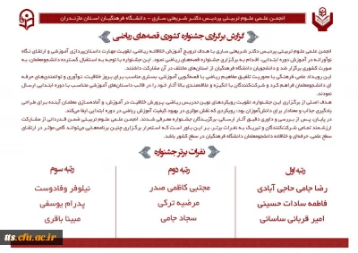 افتخار آفرینی دانشجومعلمان دانشگاه فرهنگیان، مرکز علامه طباطبائی سبزوار در جشنواره کشوری قصه های ریاضی